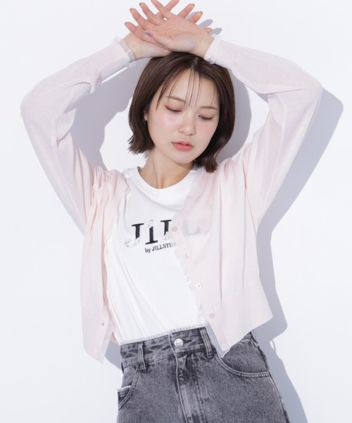 JILL by JILL STUART(ジルバイジルスチュアート)の「シアートリミングUVカーディガン(ニット/セーター・レディース・ピンク/ホワイト/ネイビー・FREE)」の19枚目の写真
