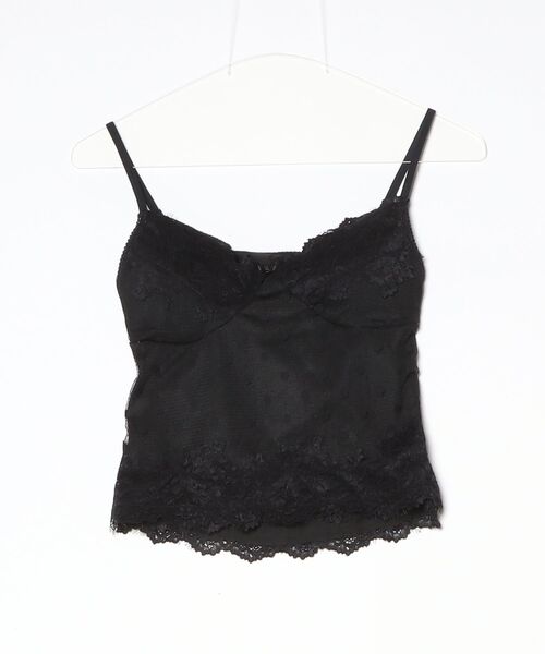 gossip！ロサンゼルス（ゴシップロサンゼルス）の「Y2K トップス配色レース キャミソール ドット柄 チュール切り替え（Tシャツ/カットソー・レディース・ブラック/ホワイト/パープル/ベージュ・M）」の20枚目の写真