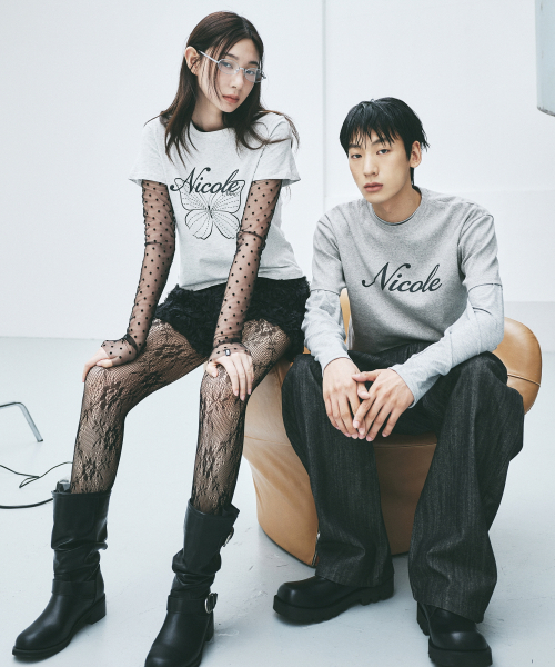 NICK&NICOLE(ニックアンドニコール)の「NICOLE BUTTERFLY SLIM TOP_MELANGE CHARCOAL(Tシャツ/カットソー・レディース・その他・FREE)」の3枚目の写真