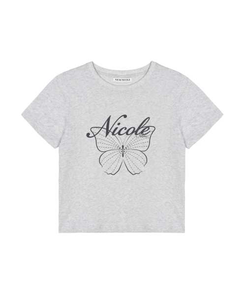 NICK&NICOLE(ニックアンドニコール)の「NICOLE BUTTERFLY SLIM TOP_MELANGE CHARCOAL(Tシャツ/カットソー・レディース・その他・FREE)」の4枚目の写真