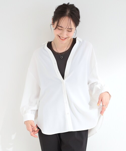 SHOO・LA・RUE(シューラルー)の「【S-LL/洗濯機可】後ろ姿も抜かりなく バックレースアップシャツ(シャツ/ブラウス・レディース・オフホワイト/ライトブルー/ベビーピンク・02/01/04/03)」の18枚目の写真