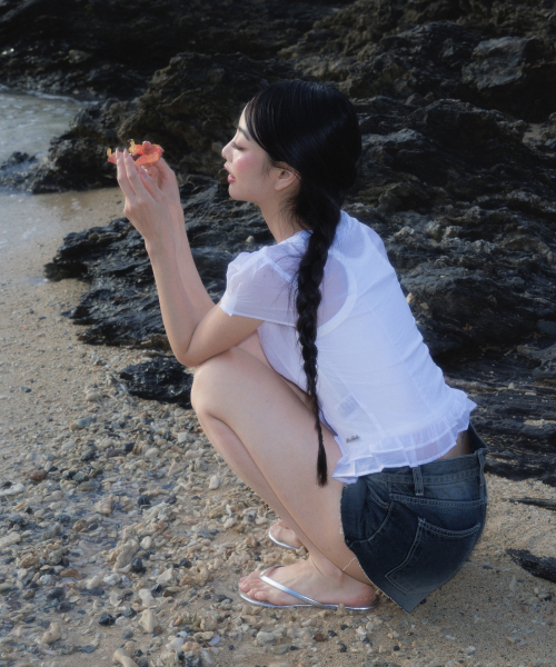 ROSEFRANTZ（ロゼフランツ）の「See-through Pleat Short Sleeved Blouse [Ivory]（シャツ/ブラウス・レディース・アイボリー・SMALL/MEDIUM）」の5枚目の写真