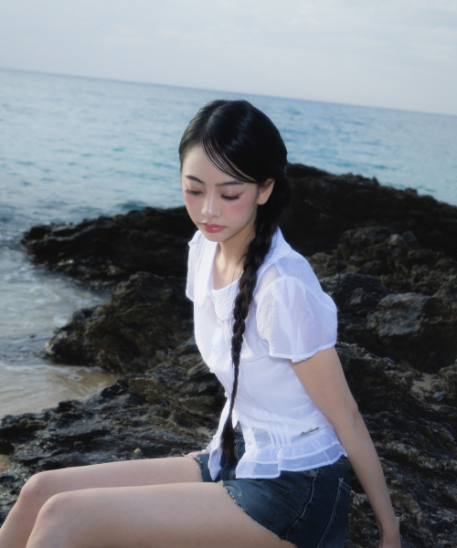 ROSEFRANTZ（ロゼフランツ）の「See-through Pleat Short Sleeved Blouse [Ivory]（シャツ/ブラウス・レディース・アイボリー・SMALL/MEDIUM）」の7枚目の写真