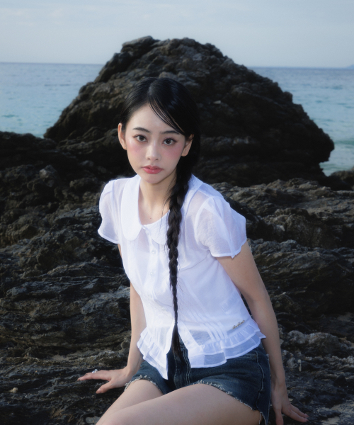 ROSEFRANTZ（ロゼフランツ）の「See-through Pleat Short Sleeved Blouse [Ivory]（シャツ/ブラウス・レディース・アイボリー・SMALL/MEDIUM）」の8枚目の写真