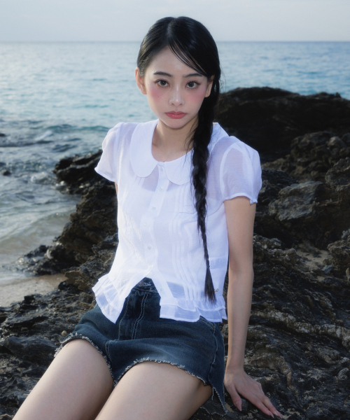 ROSEFRANTZ（ロゼフランツ）の「See-through Pleat Short Sleeved Blouse [Ivory]（シャツ/ブラウス・レディース・アイボリー・SMALL/MEDIUM）」の10枚目の写真