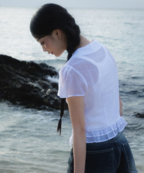ROSEFRANTZ（ロゼフランツ）の「See-through Pleat Short Sleeved Blouse [Ivory]（シャツ/ブラウス・レディース・アイボリー・SMALL/MEDIUM）」の13枚目の写真