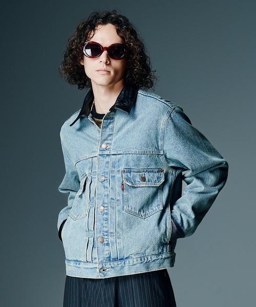 Leather Combination Denim Jacket / レザーコンビネーションデニム