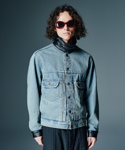 Leather Combination Denim Jacket / レザーコンビネーションデニム
