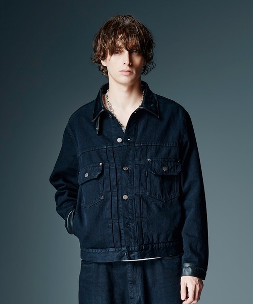 glamb(グラム)の「Leather Combination Denim Jacket / レザーコンビネーションデニムジャケット(デニムジャケット・メンズ・ブラック/インディゴブルー・S/M/L)」の17枚目の写真