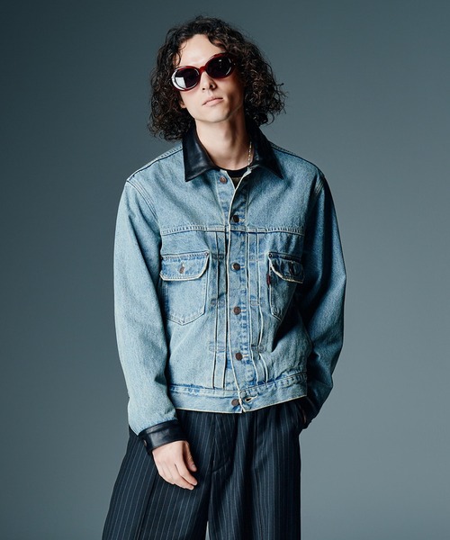 Leather Combination Denim Jacket / レザーコンビネーションデニム