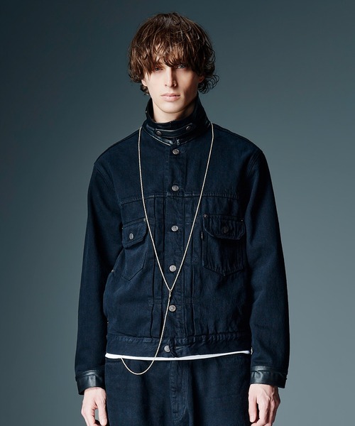 Leather Combination Denim Jacket / レザーコンビネーションデニム