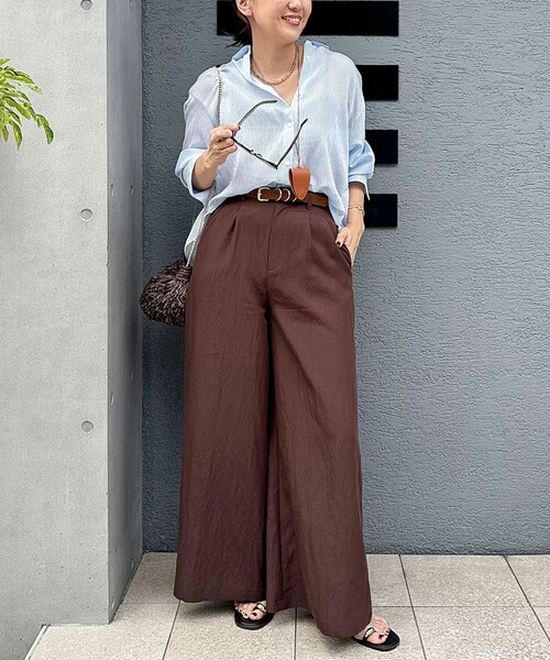 NOLLEY’S Sophi(ノーリーズソフィ)の「ウォッシャブルフィブリルポプリンワイドパンツ(その他パンツ・レディース・ブラウン/ブラック・34/38/36)」の11枚目の写真