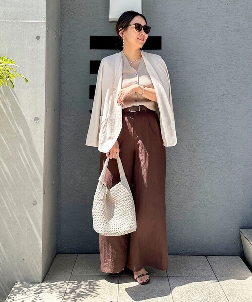 NOLLEY’S Sophi(ノーリーズソフィ)の「ウォッシャブルフィブリルポプリンワイドパンツ(その他パンツ・レディース・ブラウン/ブラック・34/38/36)」の9枚目の写真