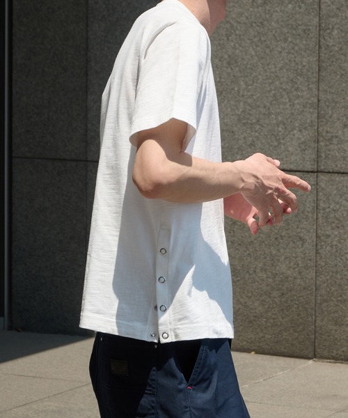 Perushu(ペルーシュ)の「SIDE HENLEY DOT BUTTON SLUB/サイドヘンリードットボタンスラブ(Tシャツ/カットソー・メンズ・杢グレー/ネイビー/オフホワイト・SMALL/LARGE/MEDIUM)」の7枚目の写真