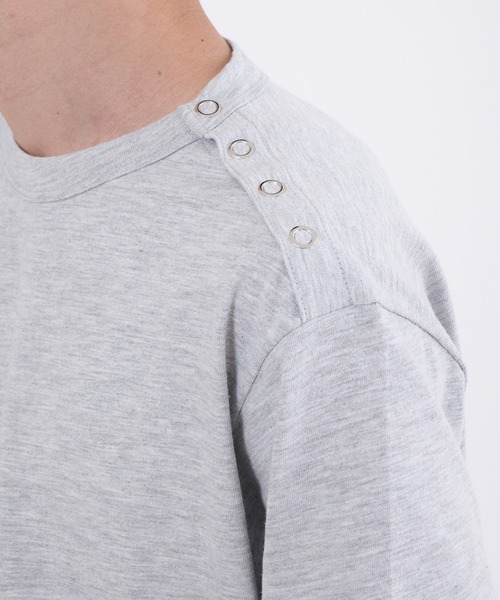 Perushu(ペルーシュ)の「SIDE HENLEY DOT BUTTON SLUB/サイドヘンリードットボタンスラブ(Tシャツ/カットソー・メンズ・杢グレー/ネイビー/オフホワイト・SMALL/LARGE/MEDIUM)」の20枚目の写真