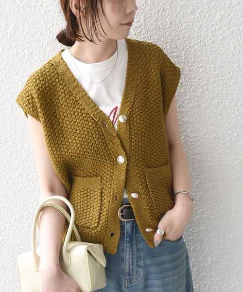 SHIPS Colors(シップス カラーズ)の「SHIPS Colors:〈手洗い可能〉メッシュ ニット ベスト◇(ベスト・レディース・ネイビー/キャメル/オフホワイト・ONE SIZE)」の3枚目の写真