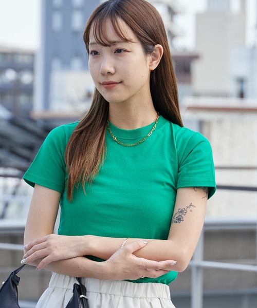 United Athle(ユナイテッドアスレ)の「【UNITED ATHLE】5.6オンス ハイクオリティー クルーネック ベイビーT チビT ミニT クロップドTシャツ 半袖 レディース 2026年 夏 夏服(Tシャツ/カットソー・レディース・ブラック/ミックスグレー/ベビーピンク/ナチュラル/ホワイト/グリーン/ライトオリーブ/スミクロ/ネイビー・XS/S)」の7枚目の写真