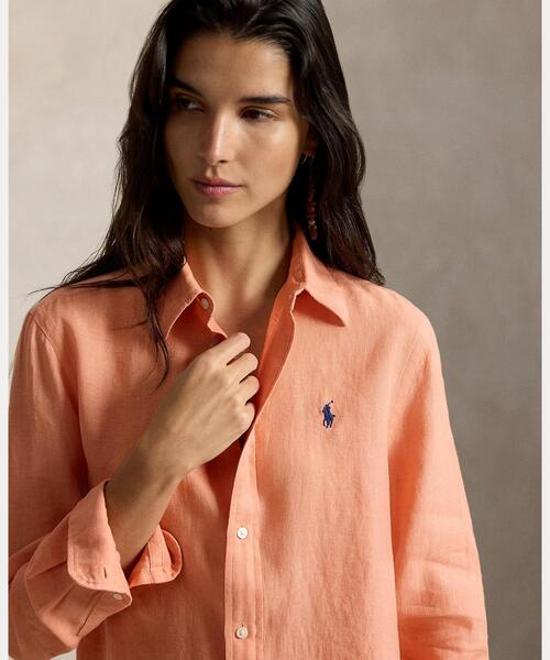 POLO RALPH LAUREN(ポロ ラルフ ローレン)の「クラシック フィット リネン シャツ(シャツ/ブラウス・レディース・ピンク・S/M/L/XS/XXS)」の4枚目の写真