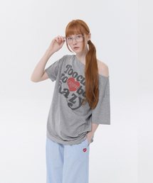 KIRSH | キルシ メロウ スローガングラフィック ルーズフィットTシャツ [メランジグレー](Tシャツ/カットソー)