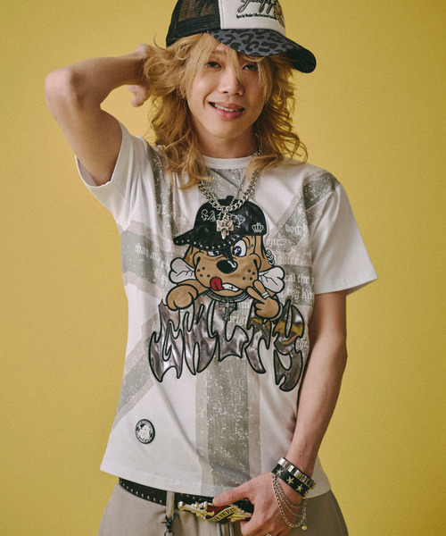 GALFY（ガルフィー）の「『GALFY/ガルフィー』UKギャル男 TEE（Tシャツ/カットソー・レディース・ブラック系1/ブラック/ホワイト・XL/L）」の2枚目の写真