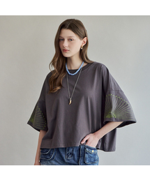 ステッチ刺繍ルーズフィット半袖Tシャツ