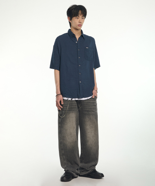 NOMANUAL(NOMANUAL)の「T.C HALF SHIRT - NAVY(シャツ/ブラウス・レディース・その他・MEDIUM/LARGE/X-LARGE)」の3枚目の写真
