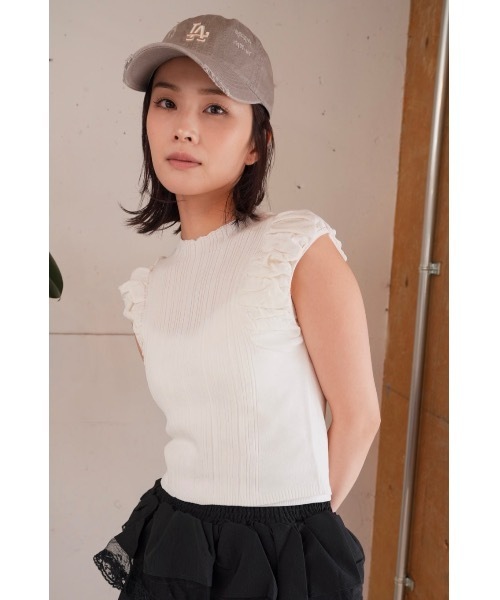SALTMINT(ソルトミント)の「ノースリーブニット(Tシャツ/カットソー・レディース・ホワイト/ベージュ/ブラック・FREE)」の7枚目の写真