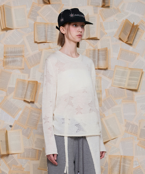 UNALLOYED（アナロイド）の「メッシュスターニット / アイボリー（ニット/セーター・メンズ・その他・LARGE/MEDIUM）」の2枚目の写真
