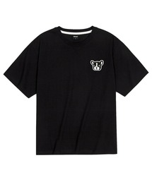 クールコットンオーバーサイズブルドッグ刺繍パッチ半袖Tシャツ