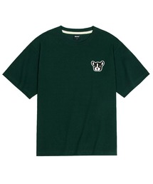 クールコットンオーバーサイズブルドッグ刺繍パッチ半袖Tシャツ