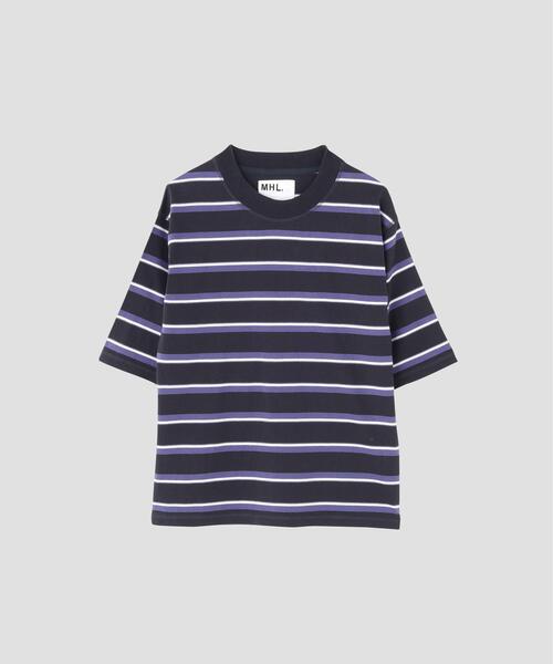MHL.(エムエイチエル)の「OUTLINE STRIPE JERSEY TOP(Tシャツ/カットソー・メンズ・ホワイト系その他2/ネイビー・MEDIUM/LARGE)」の10枚目の写真