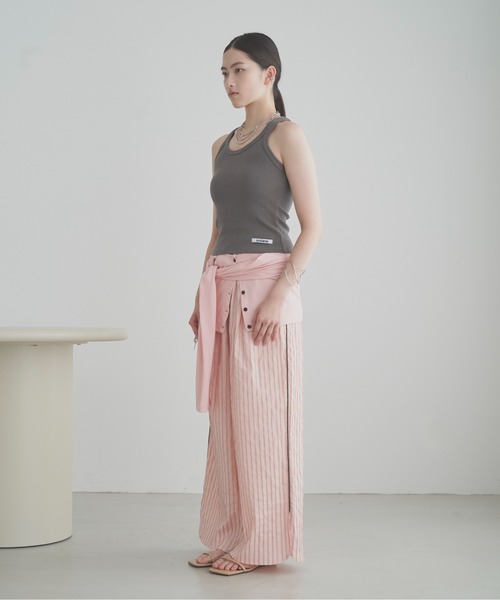 SOEMIN（ソミン）の「Relaxed piping pants／リラックスストライプパンツ（その他パンツ・レディース・ピンク/サックスブルー・FREE）」の5枚目の写真