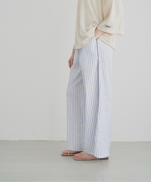 SOEMIN（ソミン）の「Relaxed piping pants／リラックスストライプパンツ（その他パンツ・レディース・ピンク/サックスブルー・FREE）」の12枚目の写真