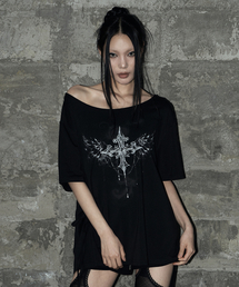 キッチアイレットオーバーサイズTシャツブラック