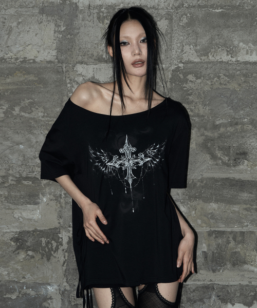 as you are(アズユーアー)の「キッチアイレットオーバーサイズTシャツブラック(Tシャツ/カットソー・レディース・その他・OS)」の2枚目の写真