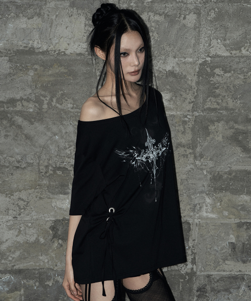 as you are(アズユーアー)の「キッチアイレットオーバーサイズTシャツブラック(Tシャツ/カットソー・レディース・その他・OS)」の3枚目の写真