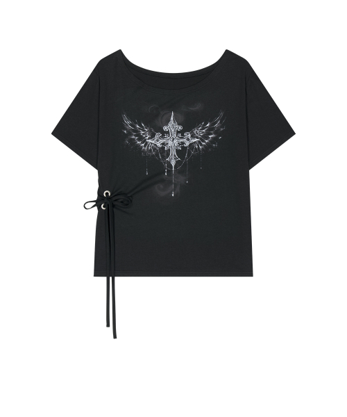 as you are(アズユーアー)の「キッチアイレットオーバーサイズTシャツブラック(Tシャツ/カットソー・レディース・その他・OS)」の4枚目の写真