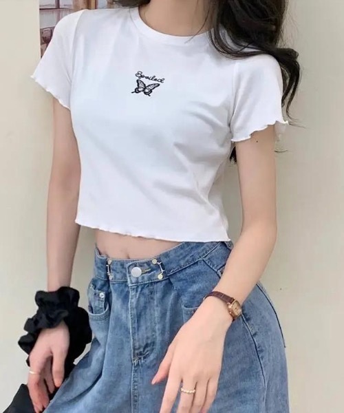 FUNdaysion(ファンデイション)の「ワンポイント刺繍ショートTシャツ(Tシャツ/カットソー・レディース・ブラック/ホワイト・M)」の16枚目の写真