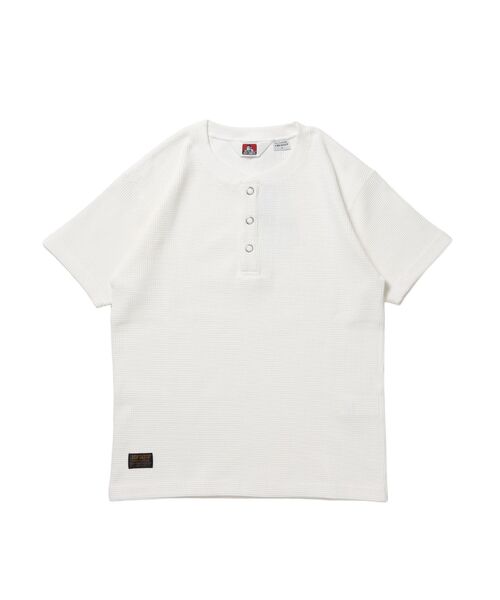 BEN DAVIS（ベンデイビス）の「【BEN DAVIS（ベンデイビス）】WAFFLE S/S HENLEY / クルーネック ワッフル オーバーサイズ 半袖 レイヤード（Tシャツ/カットソー・メンズ・ライトグレー/ワイン/ホワイト/ブラック・MEDIUM/LARGE/X-LARGE）」の2枚目の写真
