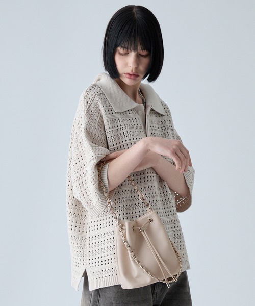 VELNUS(ベルナス)の「【VELNUS】Multi-Way Cross Design Chain Drawstring Bag/マルチway クロスデザイン チェーン巾着バッグ(ショルダーバッグ・メンズ・ブラック/アイボリー・FREE)」の9枚目の写真
