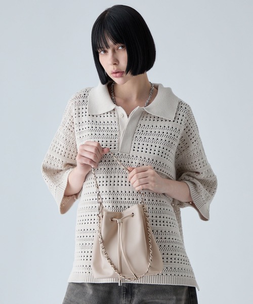 VELNUS(ベルナス)の「【VELNUS】Multi-Way Cross Design Chain Drawstring Bag/マルチway クロスデザイン チェーン巾着バッグ(ショルダーバッグ・メンズ・ブラック/アイボリー・FREE)」の10枚目の写真