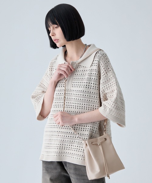 VELNUS(ベルナス)の「【VELNUS】Multi-Way Cross Design Chain Drawstring Bag/マルチway クロスデザイン チェーン巾着バッグ(ショルダーバッグ・メンズ・ブラック/アイボリー・FREE)」の11枚目の写真