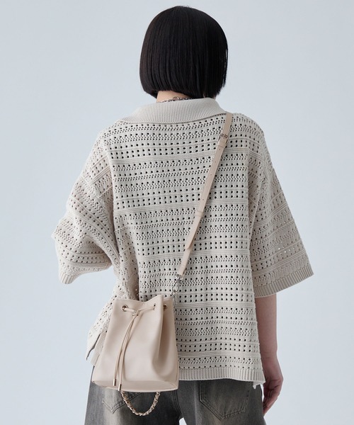 VELNUS(ベルナス)の「【VELNUS】Multi-Way Cross Design Chain Drawstring Bag/マルチway クロスデザイン チェーン巾着バッグ(ショルダーバッグ・メンズ・ブラック/アイボリー・FREE)」の12枚目の写真