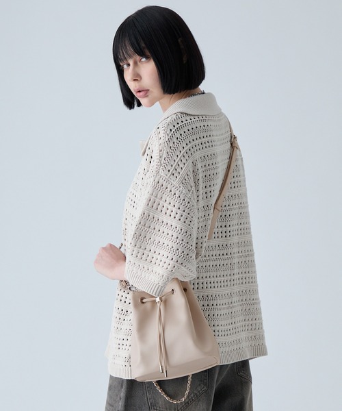 VELNUS(ベルナス)の「【VELNUS】Multi-Way Cross Design Chain Drawstring Bag/マルチway クロスデザイン チェーン巾着バッグ(ショルダーバッグ・メンズ・ブラック/アイボリー・FREE)」の13枚目の写真