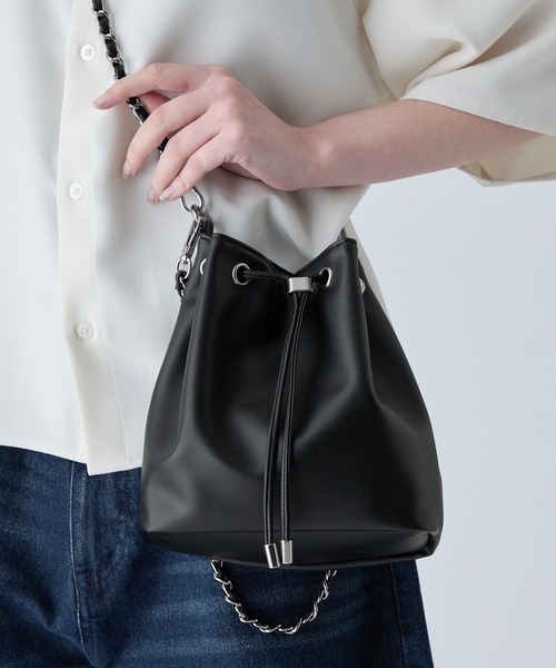 VELNUS(ベルナス)の「【VELNUS】Multi-Way Cross Design Chain Drawstring Bag/マルチway クロスデザイン チェーン巾着バッグ(ショルダーバッグ・メンズ・ブラック/アイボリー・FREE)」の20枚目の写真