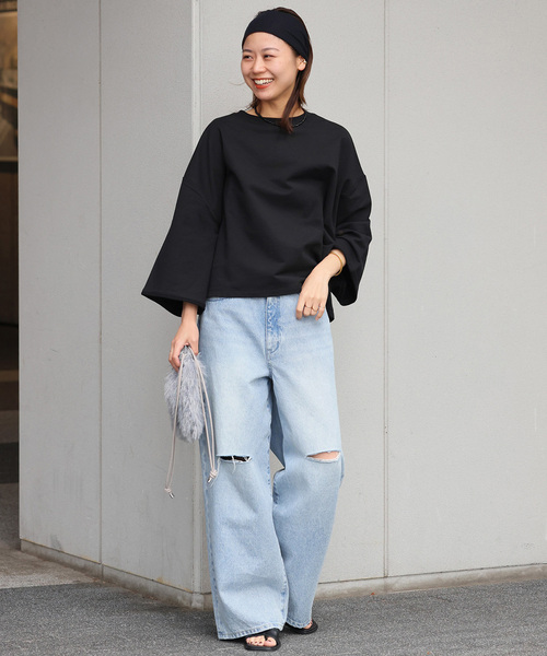 JOURNAL STANDARD relume(ジャーナルスタンダード レリューム)の「《WEB限定追加》バイオミニ裏毛ルーズプルオーバー(Tシャツ/カットソー・レディース・ブラック/チャコールグレー・FREE)」の3枚目の写真