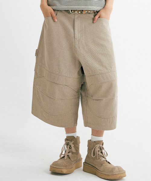 THEN OUR(デンアワー)の「パネルバミューダパンツ(ベージュ)(その他パンツ・メンズ・その他・LARGE/MEDIUM/X-LARGE)」の1枚目の写真