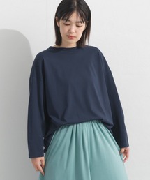 プレーティング天竺 後ろタック コクーンシルエット 長袖Tシャツ UVカット付
