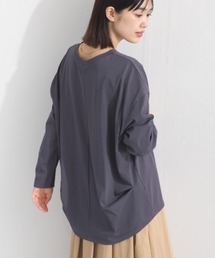 プレーティング天竺 後ろタック コクーンシルエット 長袖Tシャツ UVカット付