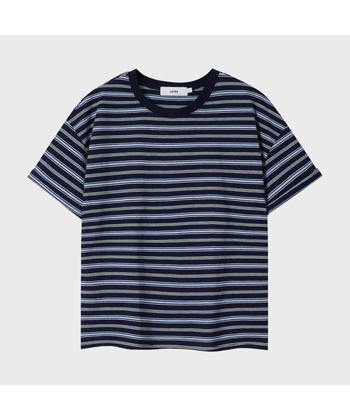 LEIRE(ルアール)の「エッセンシャルストライプクロップTシャツ (7カラー)(Tシャツ/カットソー・メンズ・ホワイト×ネイビー/ヘザーグレー/ネイビー/チャコールグレー/チャコール/ブラウン/バーガンディー・MEDIUM/LARGE/X-LARGE/XX-LARGE)」の6枚目の写真